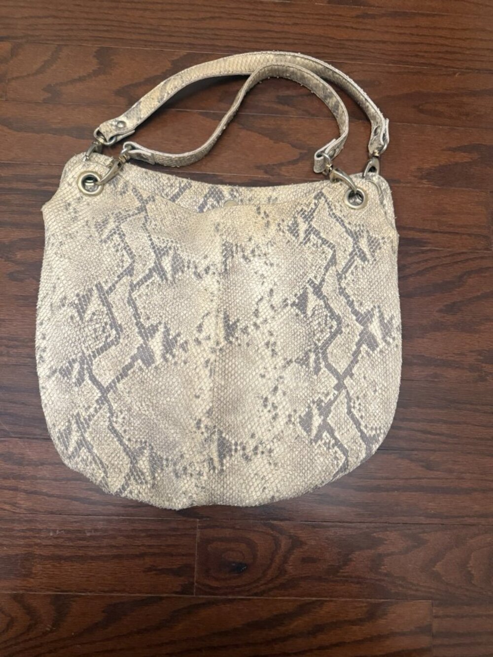 Maurizio Taiuti Textured Snake Skin Pattern Nubuck Leather Hobo NWOT